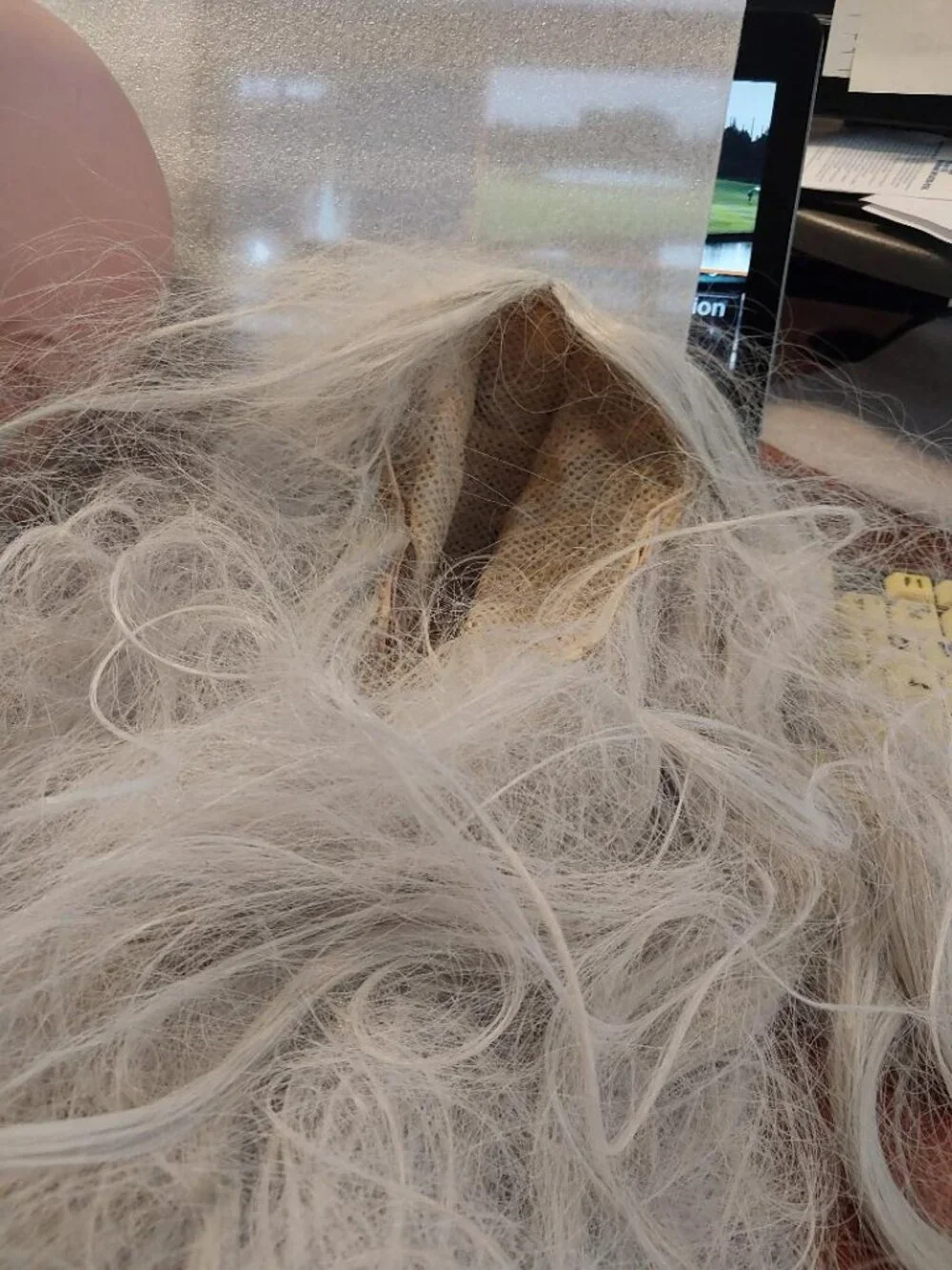 NEW ! Women Curly Wig Long 26 Inch White & Gray